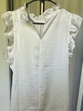 Women's White Ruffle Sleeve V-Neck Camisole